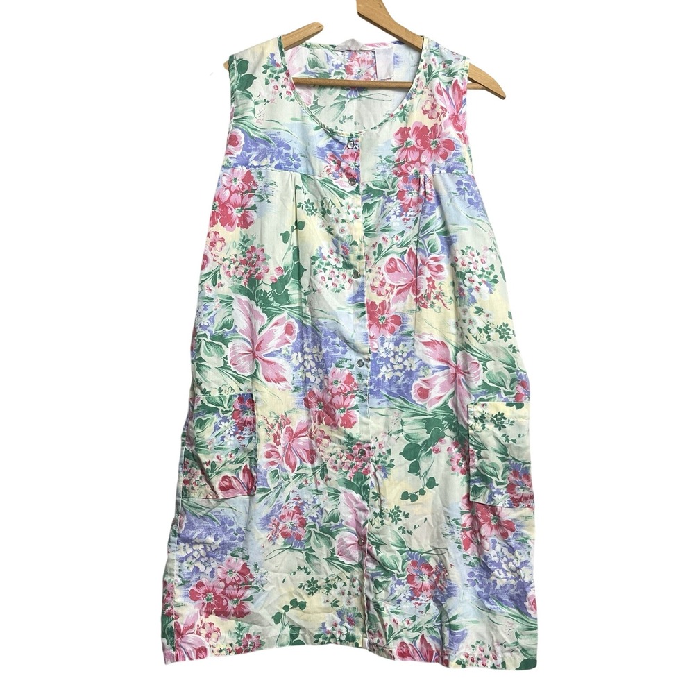 VTG 80s Aloha Floral Hawaii Tropical Muu Muu House Dress Nightgown Sun Dress XL
